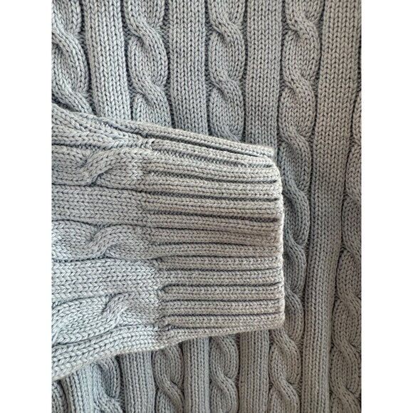 Lauren Ralph Lauren Petite Light Blue Cable Knit Sweater P/S 100% Cotton Crew Ne - Picture 5 of 5